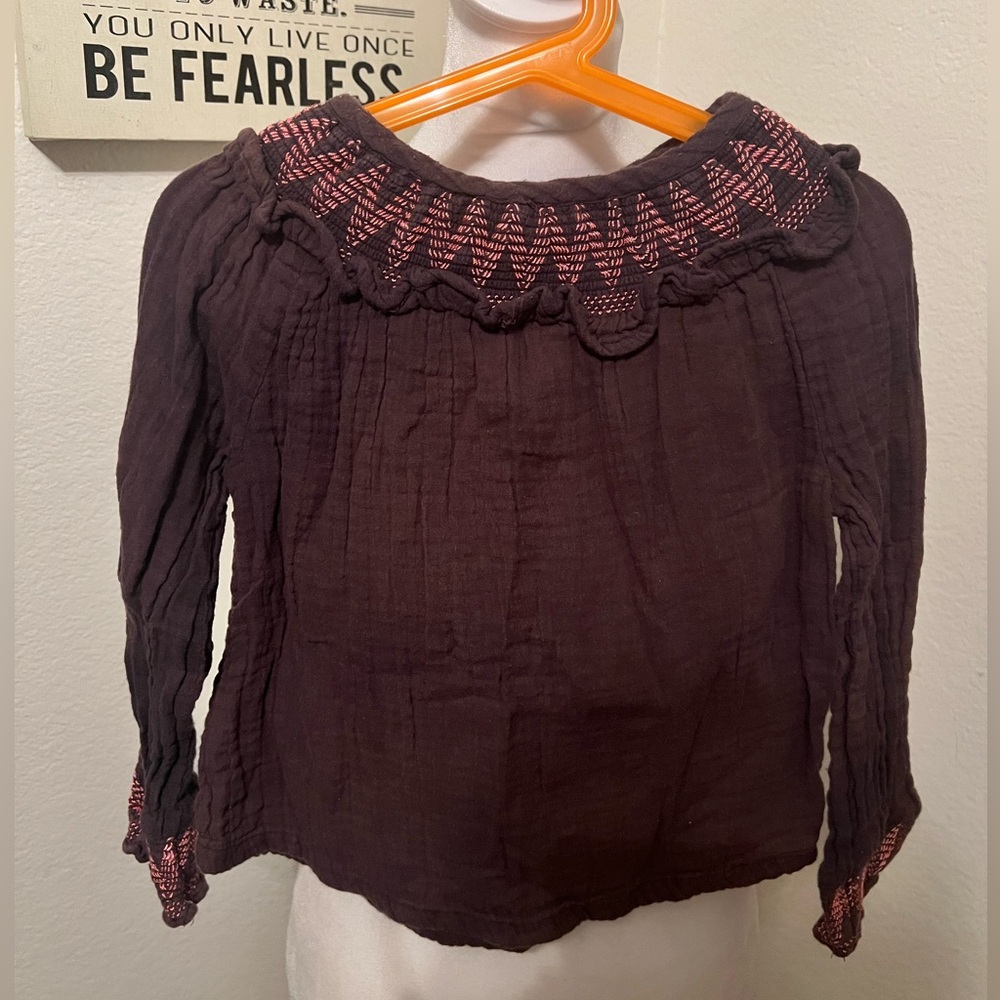 Pique Nique LS embroidered blouse
